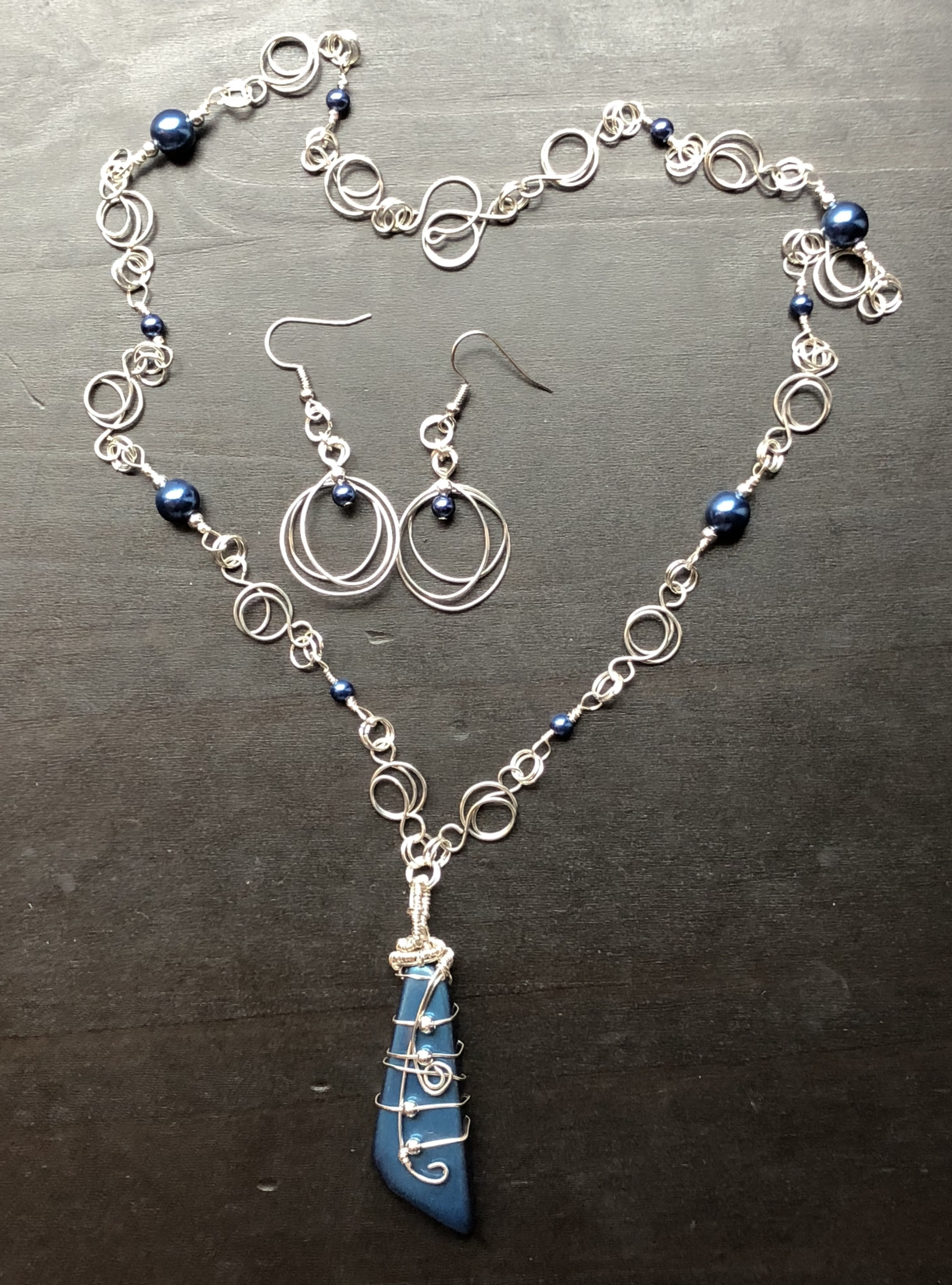 Silver & Blue Necklace and Earrings